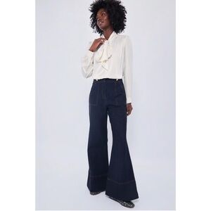 NEW Tuckernuck X India hicks Women dark blue denim Wide-Leg Jeans pants size 4